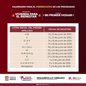 Arranca prerregistro para los programas “Vivienda para el bienestar” y “Mi primer hogar” en el Estado de México