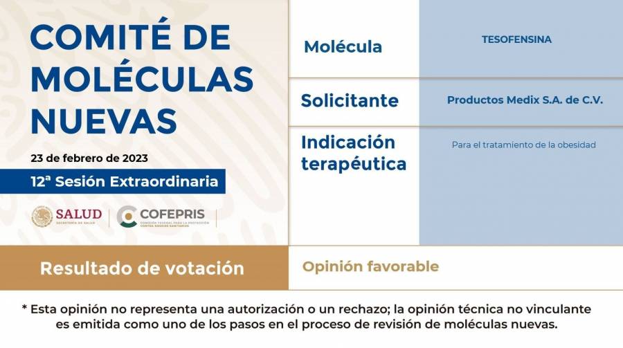 Cofepris avala la Tesofensina contra la obesidad