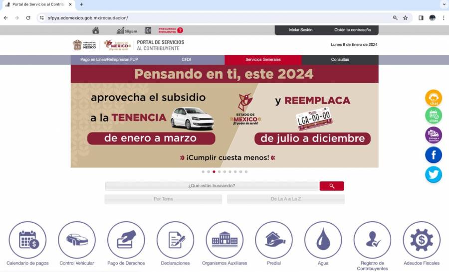 Informa Secretaría de Finanzas que Portal de Servicios al Contribuyente del Edomex opera con normalidad