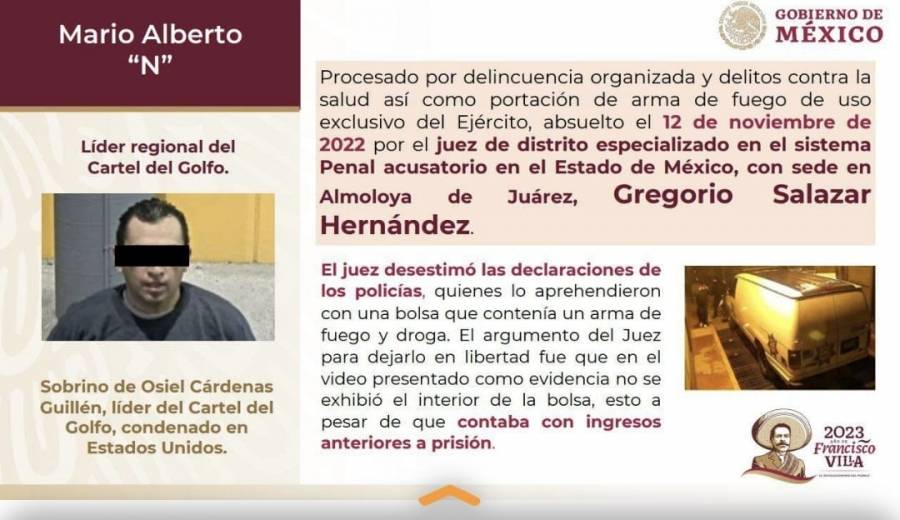 Gobierno Federal solicita juicio político contra juez por liberar a jefe regional del Cartel del Golfo