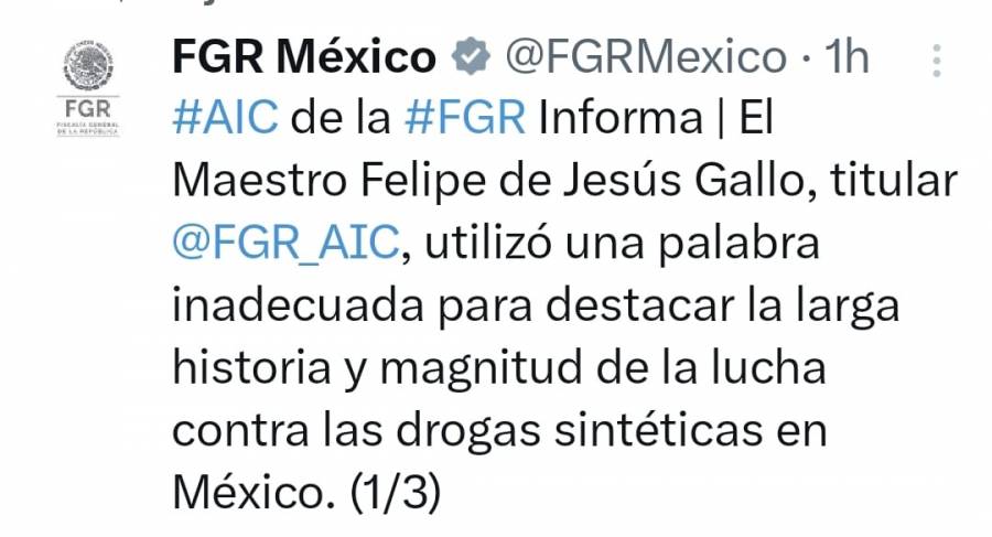 FGR ofrece disculpas por declaraciones de titular de AIC