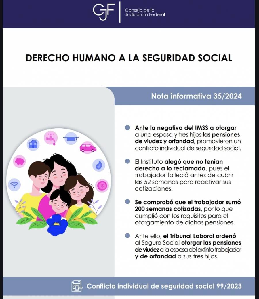 Tribunal ordena dar pensión de viudez y orfandad a mujer y su hijo