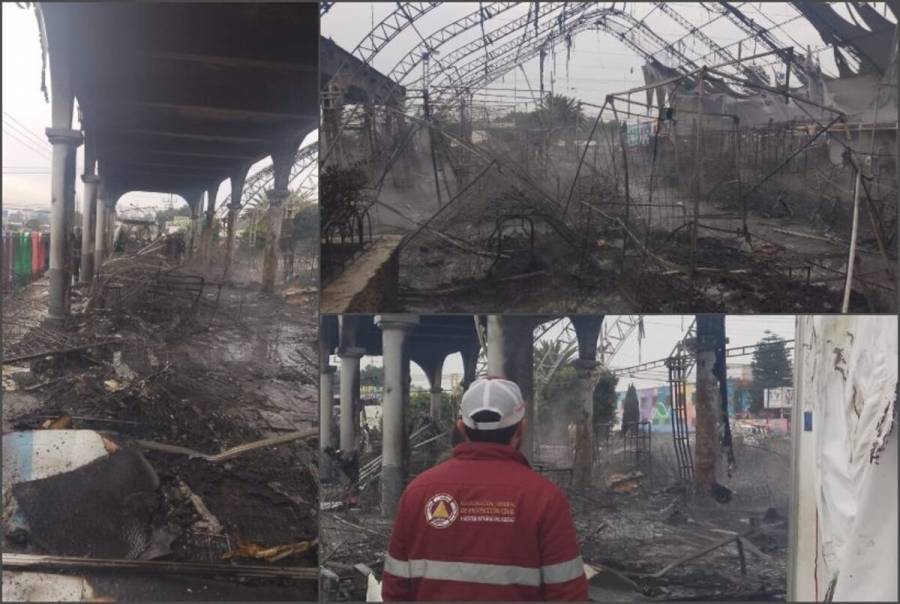 Incendio consume bazar navide&ntilde;o en Teoloyucan