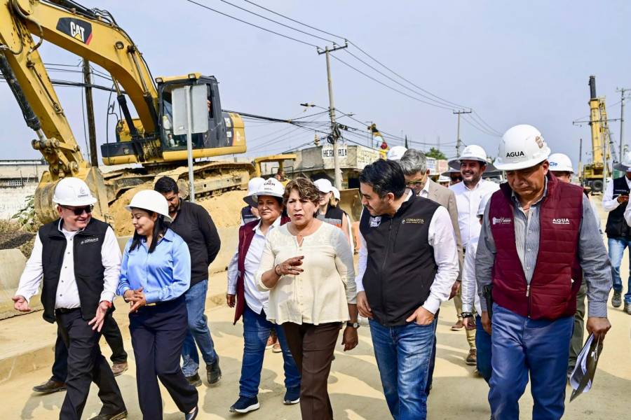 Sheinbaum y Delfina Gómez supervisan avance de obra del Colector Chalco; el nuevo sistema de drenaje y bombeo evitará inundaciones