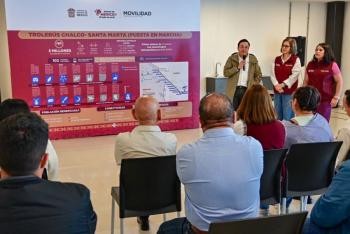 Secretaría de Movilidad, legisladores y alcaldes de la zona oriente del EdoMéx recorren el Trolebús Chalco