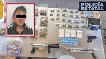 Arrestan a sujeto por portación de arma y narcomenudeo en Teoloyucan