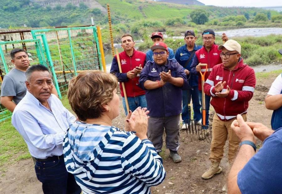 Gobernadora Delfina Gómez supervisa limpieza en Presa El Ángulo; van 75 toneladas retiradas