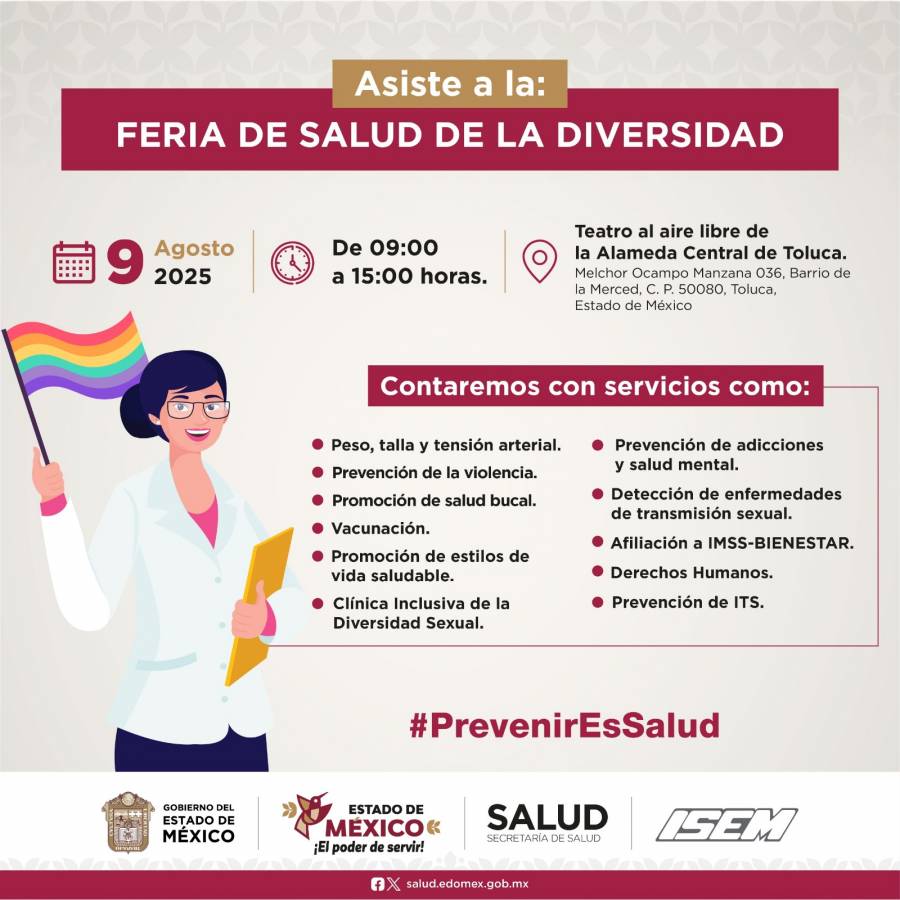 Acerca Salud EdoM&eacute;x servicios gratuitos a poblaci&oacute;n LGBTIQ+ con la Feria de la Diversidad
